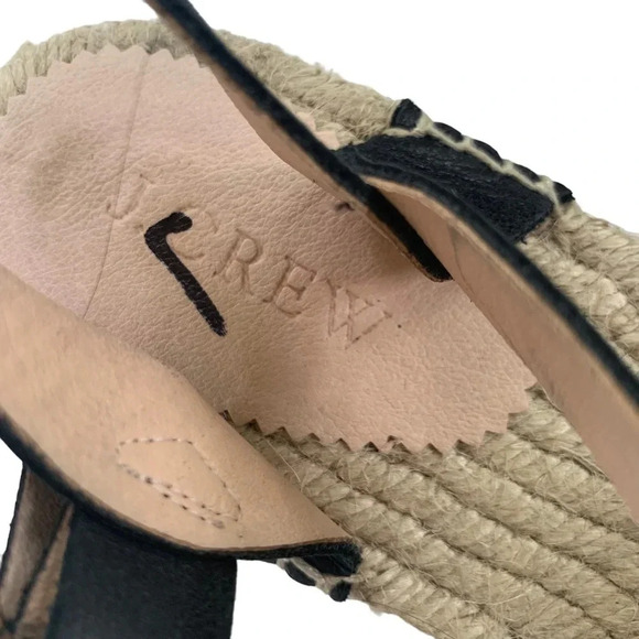 J. Crew Leather and Canvas Made in Spain ankle strap espadrille Black Size 5 NWT - Picture 6 of 11